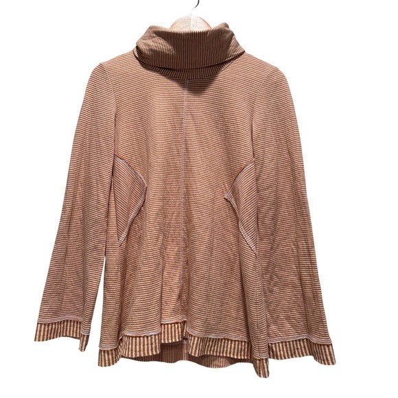 Anthropologie Maeve Striped Cowl Neck Mustard Tai Sweater Top Size XS - Picture 2 of 8